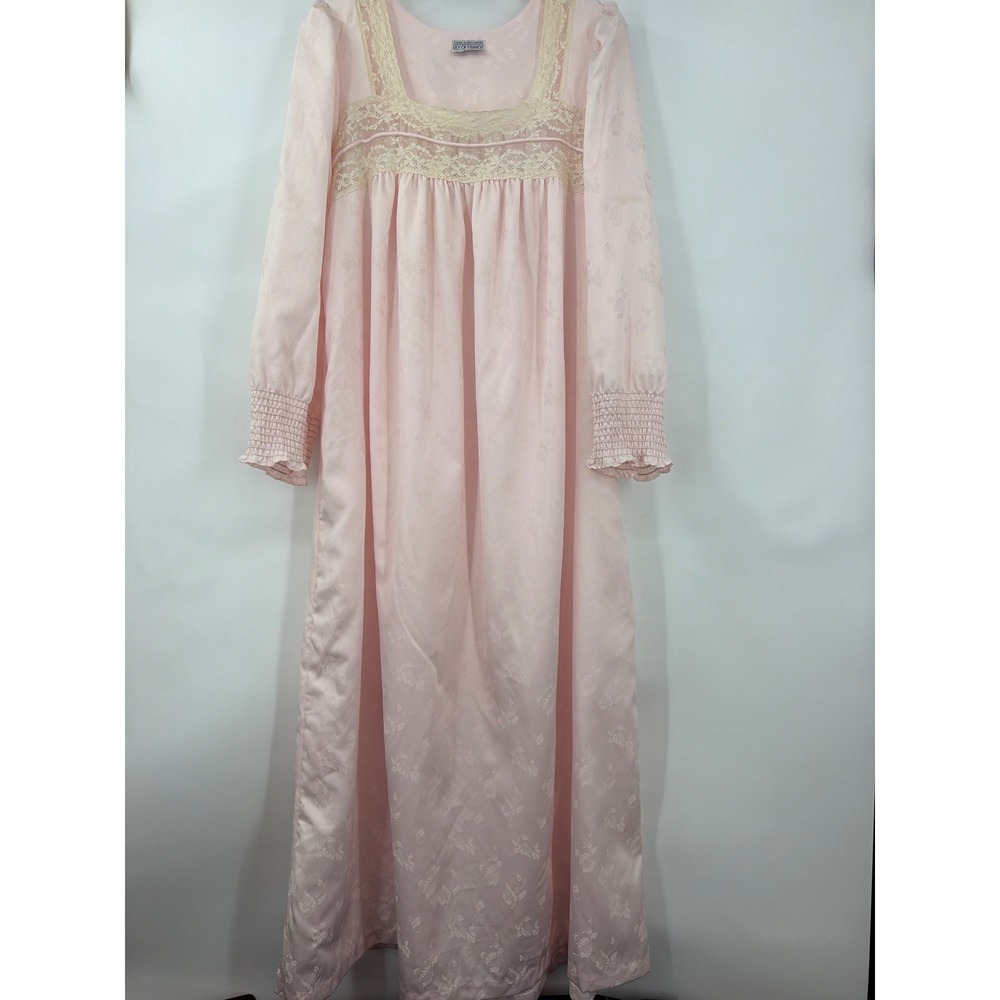 Vintage Lily of France Rosa Puleo-Szule Pink Lace Nightgown Medium Made in USA